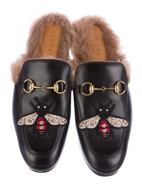 gucci leather and fur slippers|original Gucci slippers.